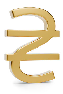 Symbol for the hryvnia Isolated on white background. Currency of Ukraine. 3D illustration.