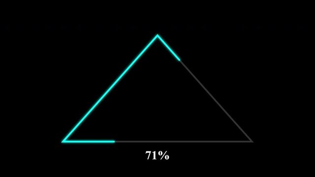 Futuristic neon triangle path tracers showing loading progress with percentage indicators