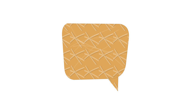 Minimalist speech bubble comment icon with woven pattern