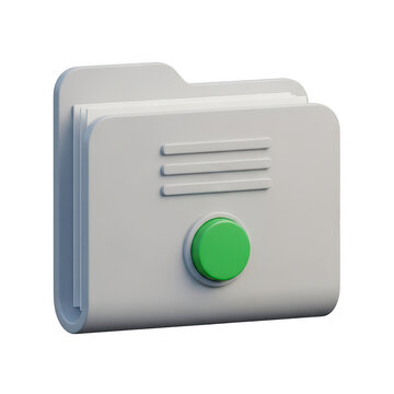 Secure digital folder icon with green power button for data protection concepts