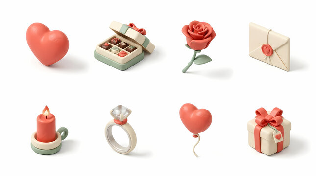 Love Romance Achievement 3D Icon Set