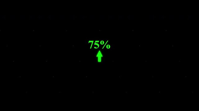 Green percentage numbers with upward arrows scrolling on a black background representing growth