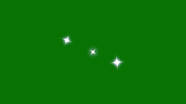 White glowing star sparkle with circle shape. blinking retro vector starstwinkle movement timeline, energy explosion video. green screen background 4k video.