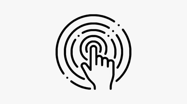 Corporate Minimalist Black and White Fingerprint and Handshake Icon for Security Trust and Business