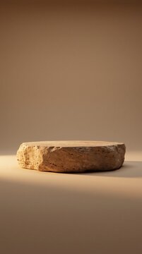 Natural Stone Podium on Beige Background for Product Presentation