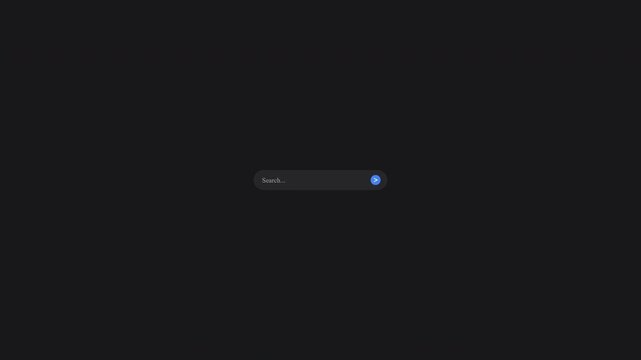 Minimalist search bar interface with a blinking cursor on a dark background