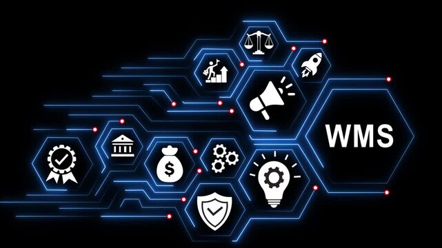 Wms warehouse management system concept with digital technology and network connections logistics supply chain