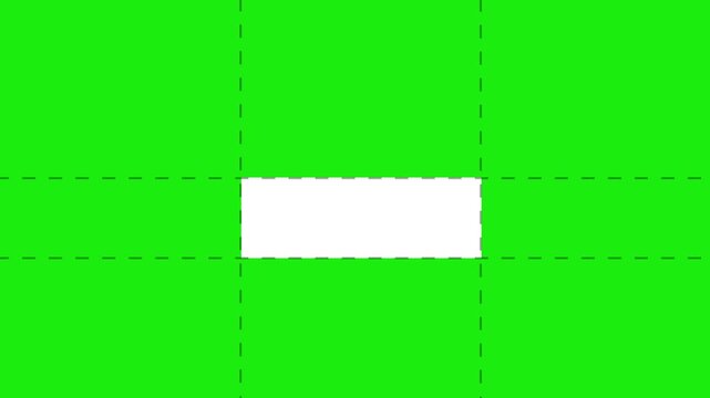 White rectangular box graphic animation on bright green chroma key