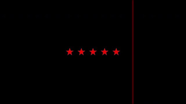 Red laser line scanning across five stars to show top rating on black background