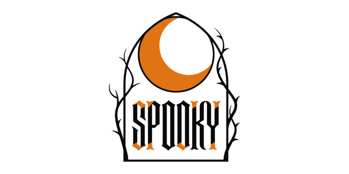 Spooky halloween pumpkin with jagged mouth and eyes orange black