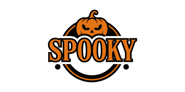 Spooky halloween pumpkin with text autumn orange