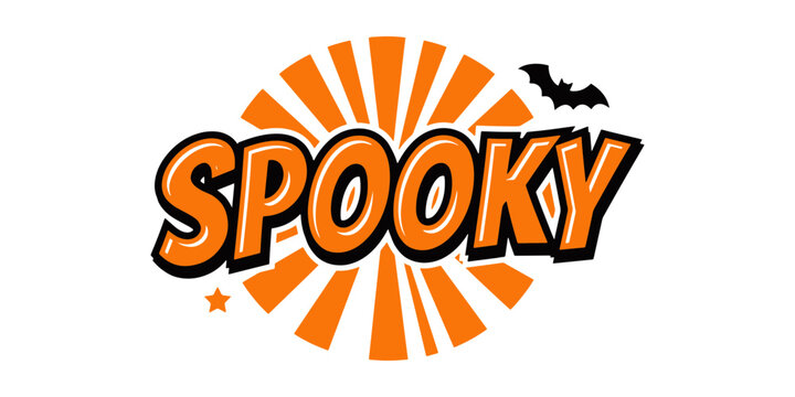 Spooky halloween text with pumpkin and bat