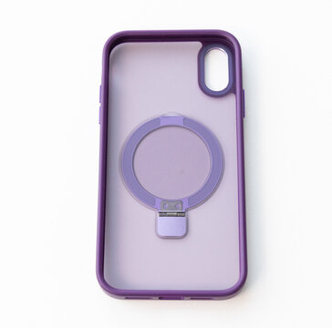 Purple Translucent Phone Case with Magnetic Ring Holder Stand
