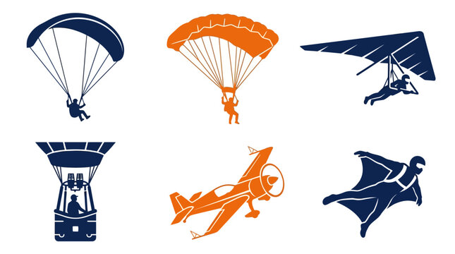 Extreme Aerial Sports and Aviation Icons Set