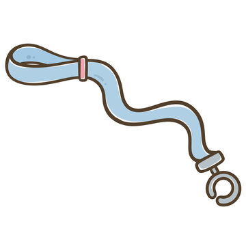 Kawaii Dog Leash Cartoon Illustration