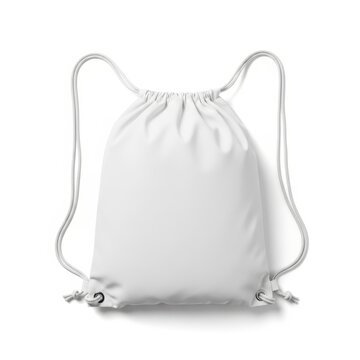 White drawstring bag isolated on white background