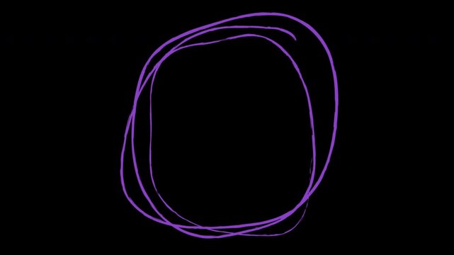 Abstract Glowing Neon Purple Scribble Circles Rotating Motion Graphics.