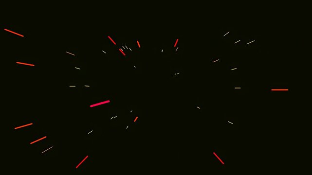 Red streaks zoom in dark outer space.