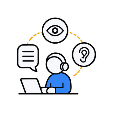 Accessibility support ai education icon vector