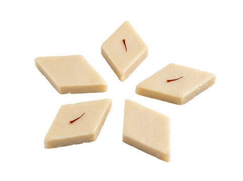 Kaju katli or kaju barfi is a traditional indian sweet or mithai isolated on transparent background