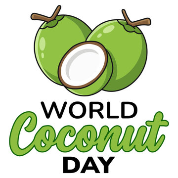 World Coconut Day Celebration Illustration With Fresh Green Coconuts Vector Graphic