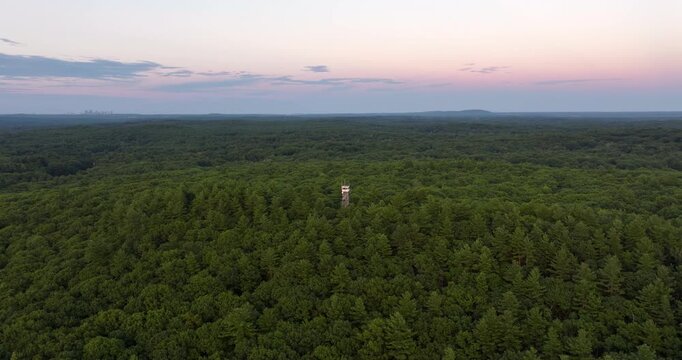 Sunset Aerial View of Snow Hill in Dover Massachusetts