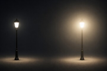 Fototapeta premium Streetlamp comparison showing clear vision and glare halo