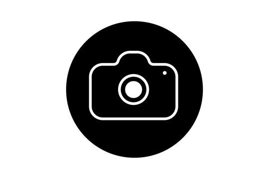 white camera icon inside black circle png file transparent background