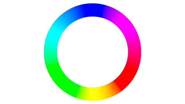 Color Theory Wheel and Color Spectrum Circle, Colorful Gradient Palette Design Element on Transparent Background