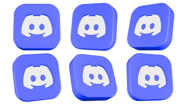 multiple 3D rendered icons of the blue and white Discord app log