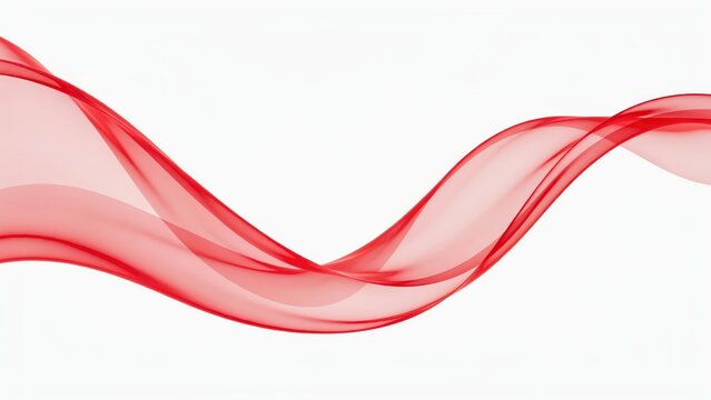 Abstract flowing red silk ribbon on white background for corporate branding.