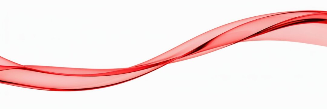 Flowing transparent red liquid wave abstract design on a clean white background.
