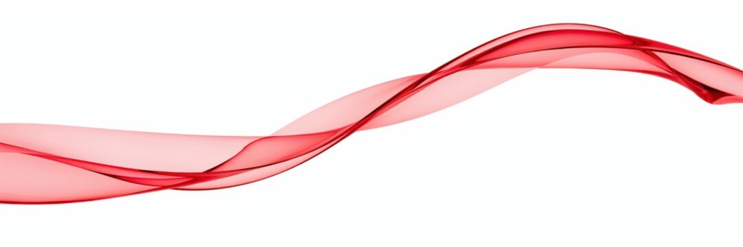 Abstract red ribbon flowing gracefully on white background, a delicate wave for design.