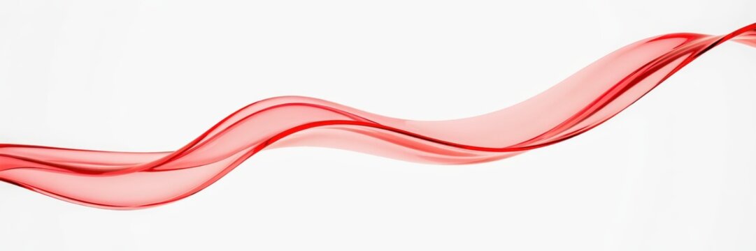 Elegant red ribbon wave flowing smoothly across white background, a dynamic design element.