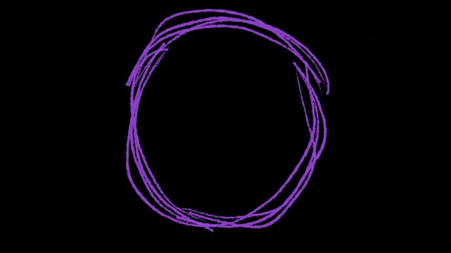Abstract Glowing Purple Neon Scribble Circle Loop Animation.