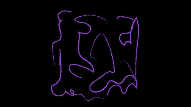 Abstract Neon Purple And Blue Glowing Scribble Animation.