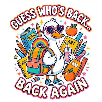 Guess who back again cute duck returning to school education vector