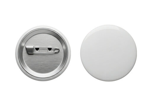 Blank button badge with metal fastener isolated on transparent background