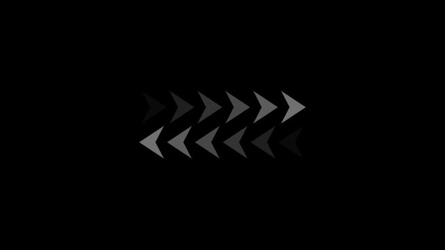 down arrow animation direction arrow icon motion, ward and transparent swipe, down pointing arrow icon animation on black background, 4k video