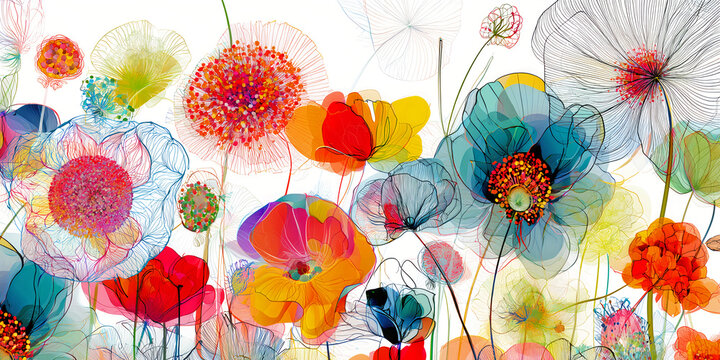 The Flowers That Rise In Painted Bloom As Colorful Petals Gather In A Bright Living Garden, ai generate