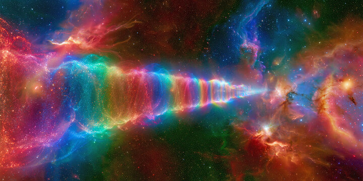 The Tunnel That Spins In Cosmic Color As Nebula Light Folds Into A Deep Galactic Passage, ai generated.