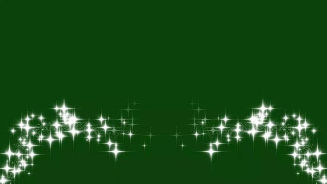 White sparkle glitter star trail with magical fairy dust glow, glowing 2D star sparkle animation, doodle cartoon twinkling stars with glitter burst effect, glitter sparkle line stars green screen,4k