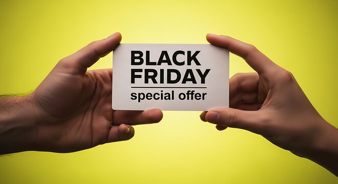 hand holding a card reading Black Friday special offer