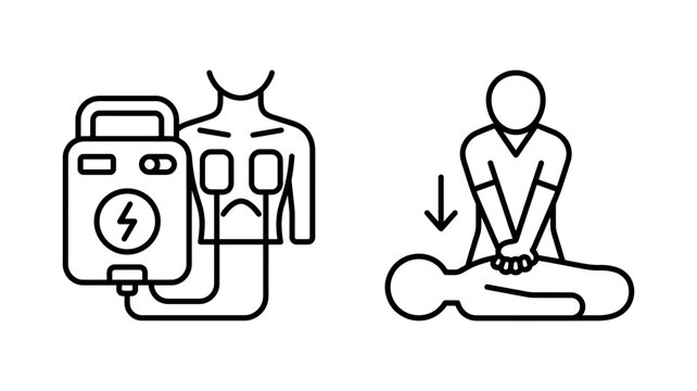 First aid and defibrillator rescue illustration Vector