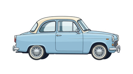 Obraz premium A stylized illustration of a classic blue and cream vintage car.