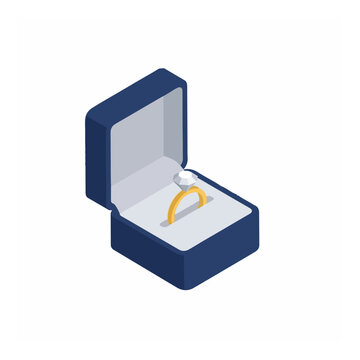 Diamond engagement ring in open velvet jewelry box