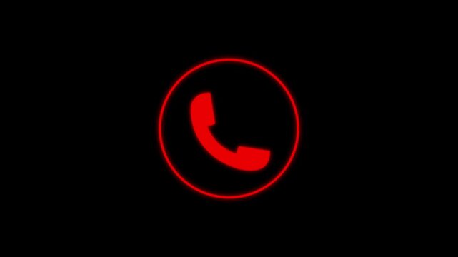 Animated call icon with a mobile phone screen concept. Incoming or outgoing call icon Receiver Icon Animation 4k Motion Graphics Video Footage red call icon