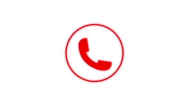 Animated call icon with a mobile phone screen concept. Incoming or outgoing call icon Receiver Icon Animation 4k Motion Graphics Video Footage red call icon