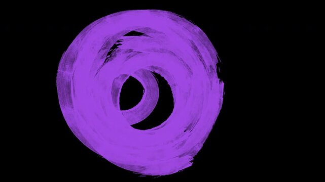 Abstract purple paint brush stroke circle loop animation.