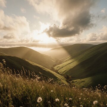 Sunset Over Rolling Hills